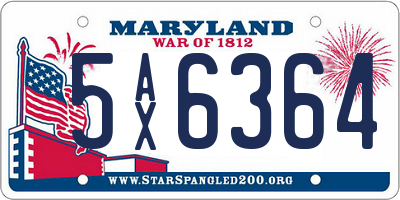 MD license plate 5AX6364