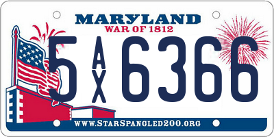 MD license plate 5AX6366