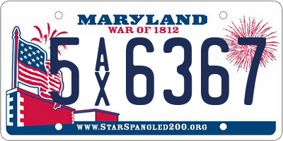 MD license plate 5AX6367