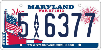 MD license plate 5AX6377