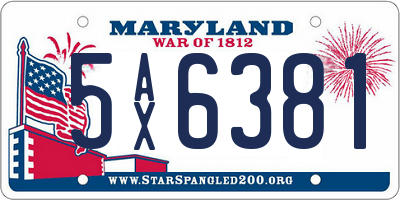 MD license plate 5AX6381