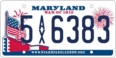 MD license plate 5AX6383