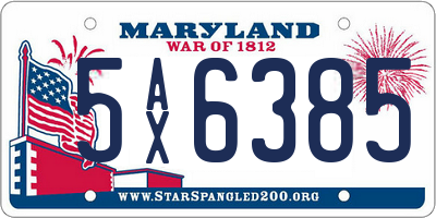 MD license plate 5AX6385