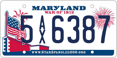 MD license plate 5AX6387