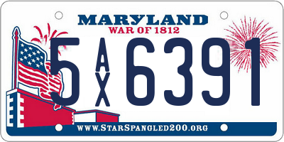 MD license plate 5AX6391