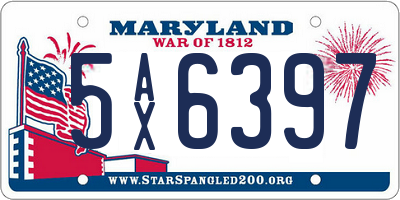 MD license plate 5AX6397