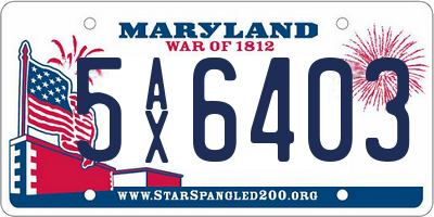 MD license plate 5AX6403