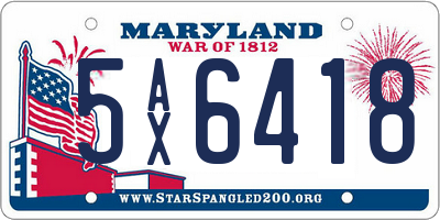 MD license plate 5AX6418