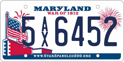 MD license plate 5AX6452