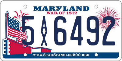 MD license plate 5AX6492