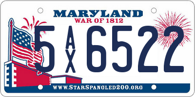 MD license plate 5AX6522