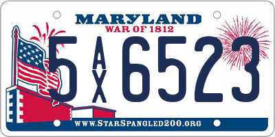 MD license plate 5AX6523