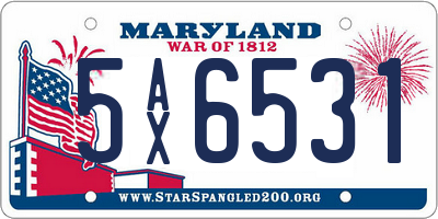 MD license plate 5AX6531