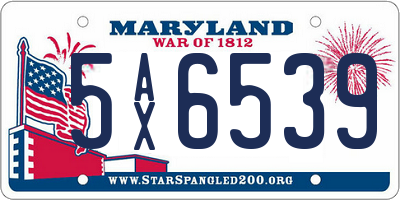 MD license plate 5AX6539