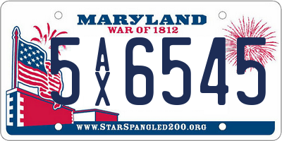 MD license plate 5AX6545