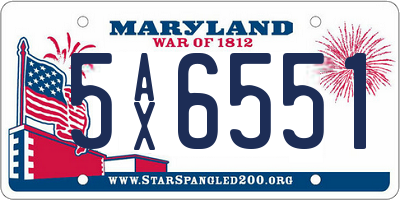MD license plate 5AX6551