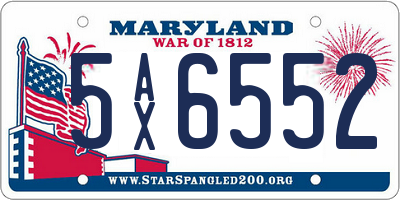 MD license plate 5AX6552
