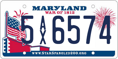 MD license plate 5AX6574