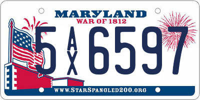 MD license plate 5AX6597