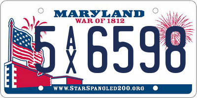 MD license plate 5AX6598