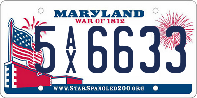 MD license plate 5AX6633