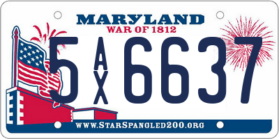 MD license plate 5AX6637