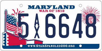 MD license plate 5AX6648