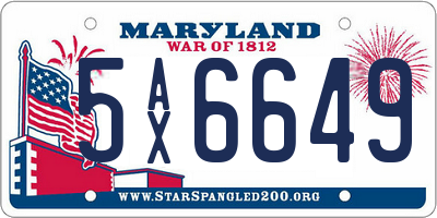 MD license plate 5AX6649
