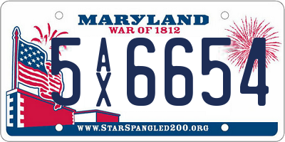 MD license plate 5AX6654
