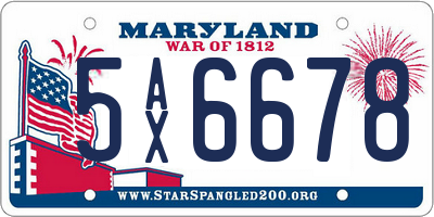 MD license plate 5AX6678