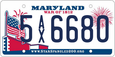 MD license plate 5AX6680