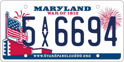 MD license plate 5AX6694
