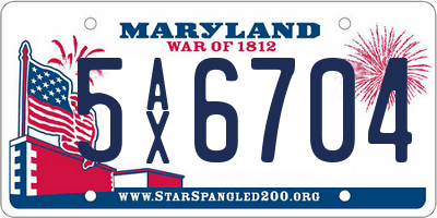 MD license plate 5AX6704