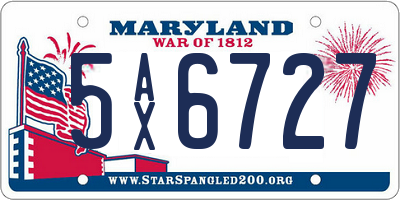 MD license plate 5AX6727