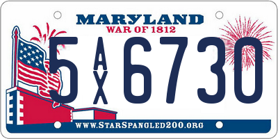 MD license plate 5AX6730