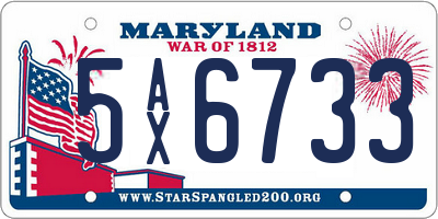MD license plate 5AX6733