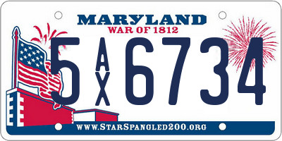 MD license plate 5AX6734
