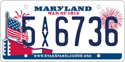 MD license plate 5AX6736