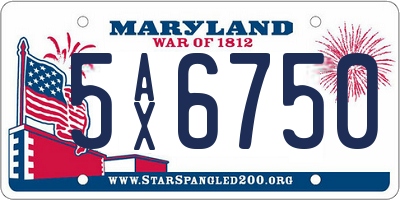 MD license plate 5AX6750