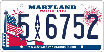 MD license plate 5AX6752