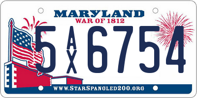 MD license plate 5AX6754