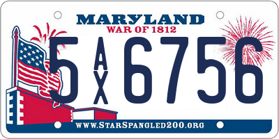 MD license plate 5AX6756