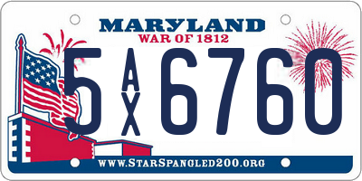 MD license plate 5AX6760