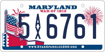 MD license plate 5AX6761