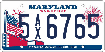 MD license plate 5AX6765