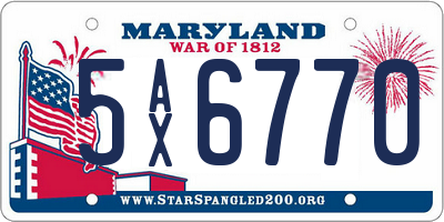 MD license plate 5AX6770