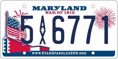 MD license plate 5AX6771