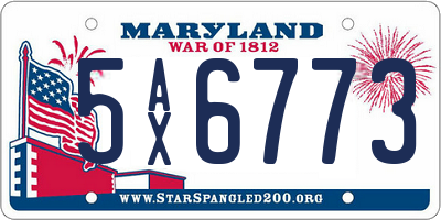 MD license plate 5AX6773
