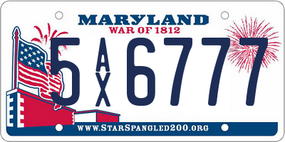 MD license plate 5AX6777