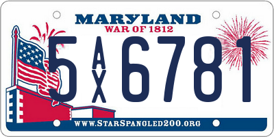 MD license plate 5AX6781